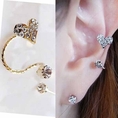 ต่างหูคลิป แฟชั่นเกาหลีรูปหัวใจคริสตัลหนีบใบหูสวย Crystal Clip Ear Cuff Stud Earring นำเข้า - พร้อมส่งW194 ราคา300บาท