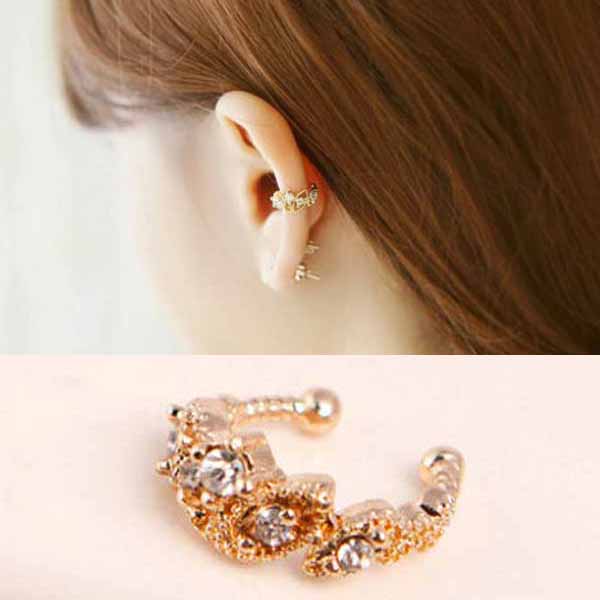 ต่างหูคลิป แฟชั่นเกาหลีหนีบด้านข้างใบหูสวย Ear Cuff Wrap Rhinestone Clip Earrings นำเข้า - พร้อมส่งW187 ราคา250 รูปที่ 1