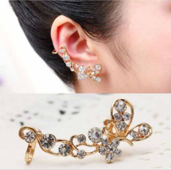 ต่างหูคลิป แฟชั่นเกาหลีรูปผีเสื้อคริสตัลหนีบใบหูสวย Crystal Clip Ear Cuff Stud Earring นำเข้า - พร้อมส่งW193 ราคา300บาท รูปที่ 1