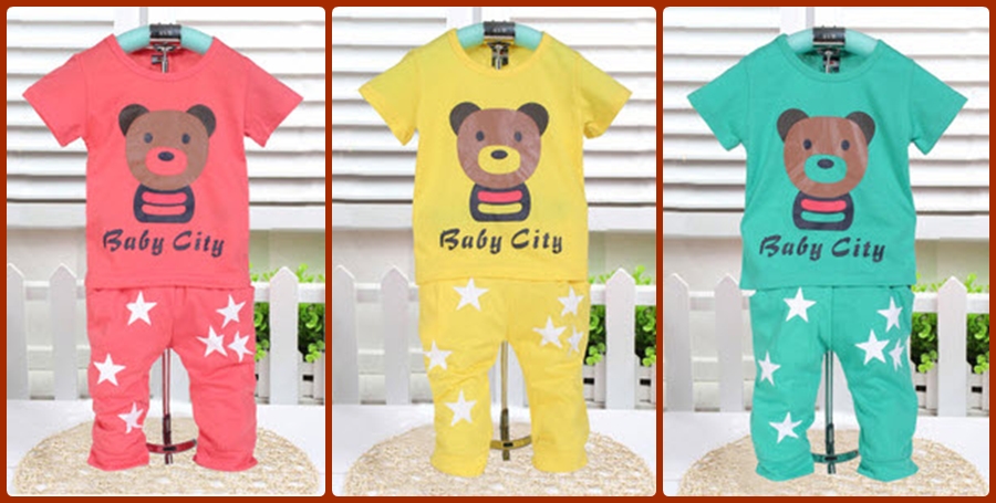 #เสื้อผ้าเด็ก ชุดเซ็ตลายหมี รูปที่ 1