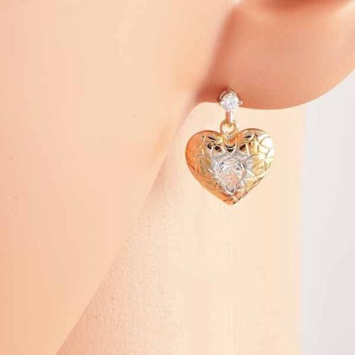 ต่างหูคริสตัล แฟชั่นเกาหลีดีไซน์หรูสไตล์แบรนด์รูปหัวใจ 9K Heart Earrings นำเข้า สีทอง - พร้อมส่งW233 ราคา250บาท รูปที่ 1