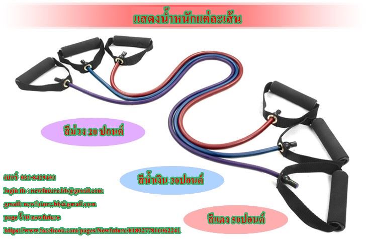 FIT-006 สายแรงต้าน สายยางยืด Resistance band สายฟิตเนส เพิ่มกล้าม กระชับกล้ามเนื้อแรงดึง 30 ปอนด์ รูปที่ 1