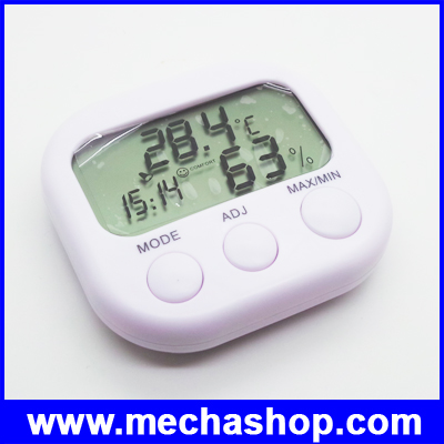 เครื่องวัดความชื้น เครื่องวัดอุณหภูมิ Digital LCD Thermometer Humidity Temperature Hygrometer Clock White รูปที่ 1