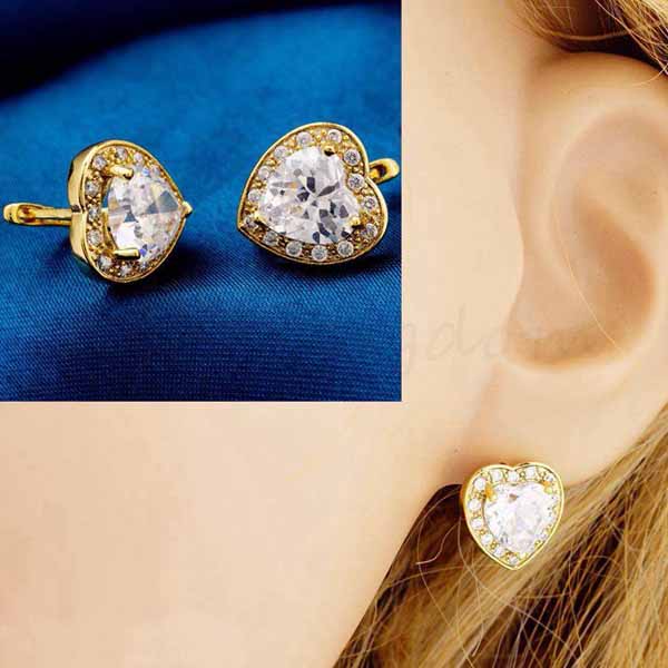 ต่างหูคริสตัล แฟชั่นเกาหลีรูปหัวใจ18Kสไตล์อัญมณี Gems Earrings นำเข้า สีขาว - พร้อมส่งW302 ราคา450บาท รูปที่ 1