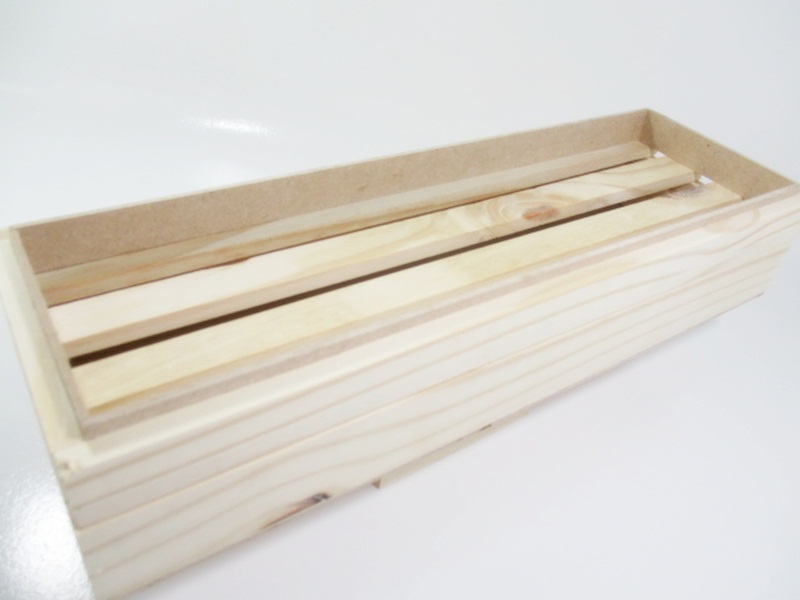 กล่องไม้สนฝาครอบแบบระแนงขนาด 15x38x7cm รูปที่ 6