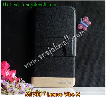 M1738-02 เคสหนังฝาพับ Lenovo Vibe X สีดำ รูปที่ 1