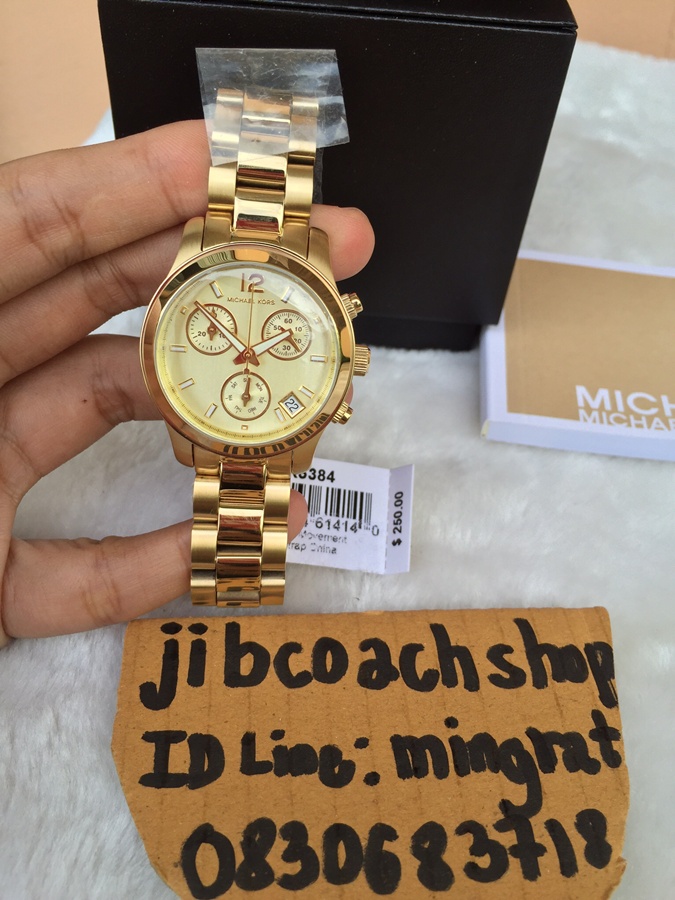 Michael Kors MK5384 Women's Chronograph Mini Runway Gold-Tone Stainless Steel Bracelet Watch รูปที่ 3