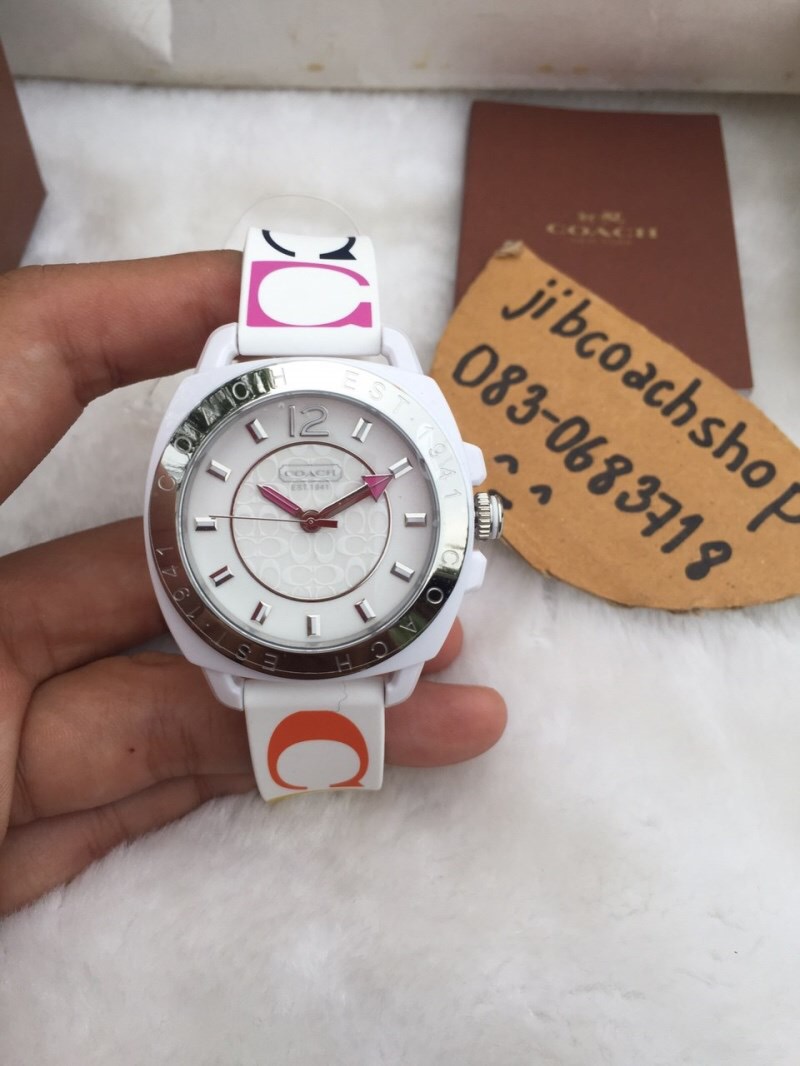 Coach Womens 14501635 White Silicone Strap Signature C Watch รูปที่ 1