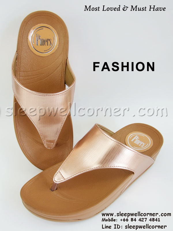 รองเท้าFlipFlop แฟชั่นผู้หญิง เพื่อสุขภาพเท้า สี Golden Pink ทองอมโอรส ดีไซน์สวย รูปที่ 1