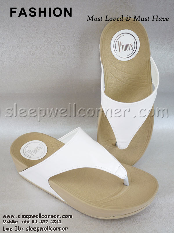 รองเท้าFlipFlop แฟชั่นผู้หญิง เพื่อสุขภาพเท้า สีขาว ดีไซน์สวย งานคุณภาพดี รูปที่ 1