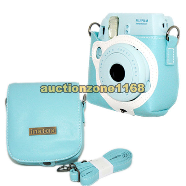 Fujifilm Instax Mini 8 Camera Protect Leather Case Bag Blue with Shoulder Strap BC27203 รูปที่ 1