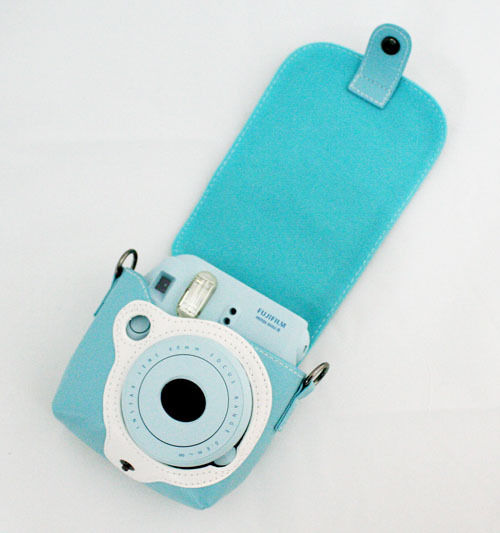 Fujifilm Instax Mini 8 Camera Protect Leather Case Bag Blue with Shoulder Strap BC27203 รูปที่ 4