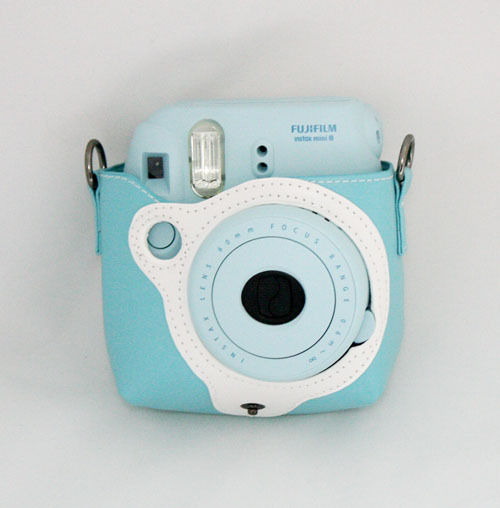 Fujifilm Instax Mini 8 Camera Protect Leather Case Bag Blue with Shoulder Strap BC27203 รูปที่ 2