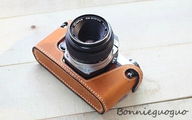 Handmade Genuine real leather bag case cover สำหรับ รุ่น OLYMPUS OM1 OM2 OM3 OM4 camera BC27212 รูปที่ 3