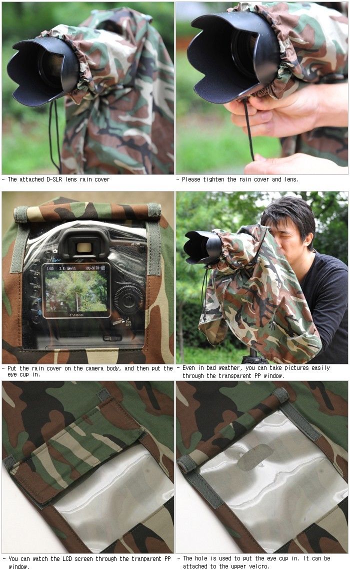 Pro RAIN COVER DIGITAL SLR CAMERA CAM CAMOUFLAGE สำหรับ รุ่น NIKON CANON OLYMPUS SONY S BC27298 รูปที่ 2