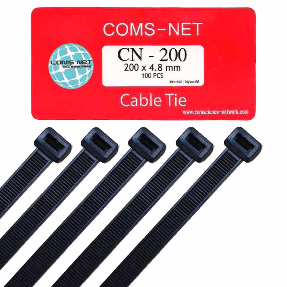 เคเบิ้ลไทร์ 8” (4.8 x 200 มม.) สีดำ (C-NET Cable Tie) @ 28 บาท / ถุง (100 เส้น/ถุง) รูปที่ 2