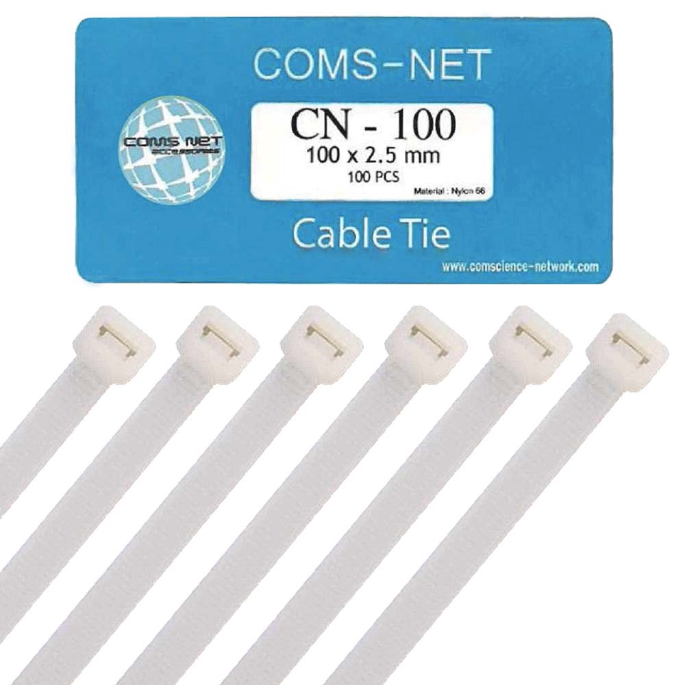 เคเบิ้ลไทร์ 4” (2.5 x 100 มม.) สีขาว (C-NET Cable Tie) @ 7 บาท/ถุง รูปที่ 2