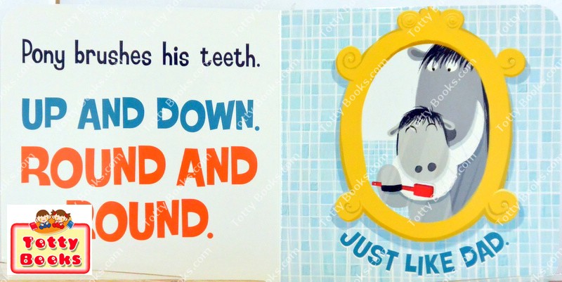 (Age 1 - 4) นิทานส่งเสริมเด็กดี EQ/MQ บอร์ดบุ๊ก เล่มเล็ก ชวนแปรงฟัน Pony Brushes His Teeth (Board Book) รูปที่ 3