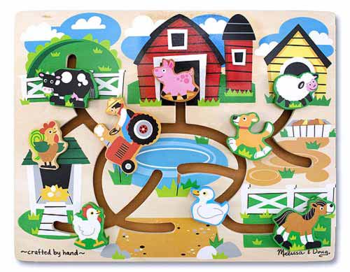 (Age 2 - 4) ของเล่นเสริมทักษะ พัฒนาการประสานงานตาและมือ Wooden สัตว์ Maze Puzzle Farm (Melissa & Doug) รูปที่ 1