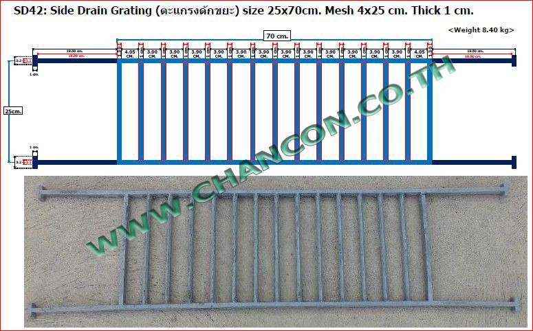 2dol_Grating gully Driveway, ตะแกรงดักเศษอาหารขยะฝังในคันหินคสล.ข้างฟุตบาท รูปที่ 1