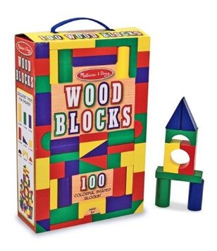 (Age 3 - 8) ของเล่นเสริมทักษะ สี Non-Toxic บล๊อกไม้คละรูปทรง 100 ชิ้น Wood Blocks Set (Melissa & Doug) รูปที่ 1