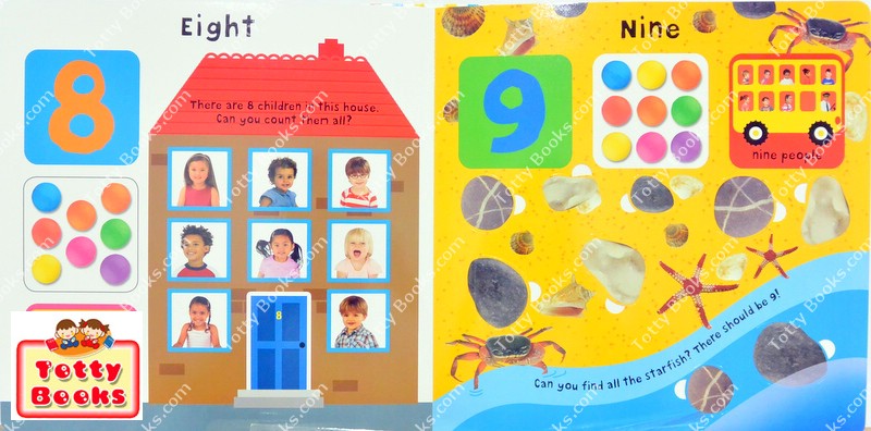 (Age 1.5 - 6) หนังสือบอร์ดบุ๊ก เล่มใหญ่ กระดาษหนา เสริมคำศัพท์ตัวเลข (ช่องเปิดภาพกว่า 50 ช่อง) First 100 Numbers (50+ Fl รูปที่ 3