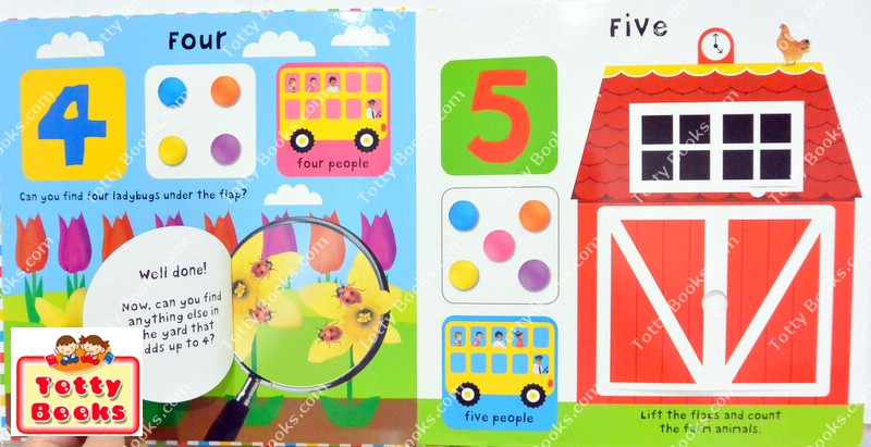 (Age 1.5 - 6) หนังสือบอร์ดบุ๊ก เล่มใหญ่ กระดาษหนา เสริมคำศัพท์ตัวเลข (ช่องเปิดภาพกว่า 50 ช่อง) First 100 Numbers (50+ Fl รูปที่ 2