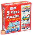 (Age 2 - 5) จิ๊กซอว์ชิ้นใหญ่ 5 ชิ้น/ภาพ กระดาษหนาอย่างดี (4 ภาพ) รถ ยานพาหนะ 5 Piece Puzzle