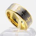 แหวนทังสเตน ดีไซน์กางเขนชุบทอง ขัดเงาอย่างดี ขนาด 8mm (Cross)