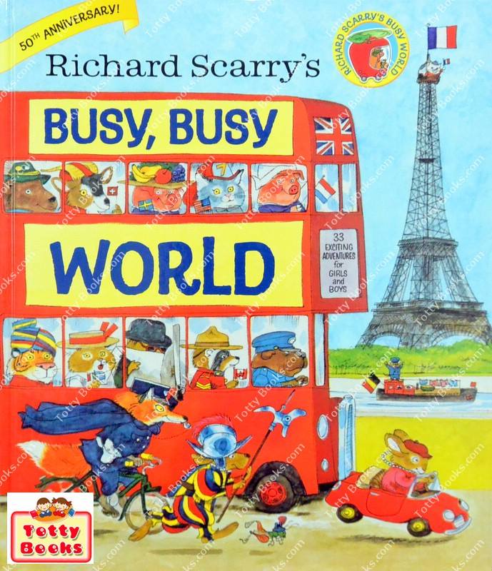(Classic, Age 3 - 9) นิทานอ่านเล่น/ก่อนนอน พาท่อง 33 ประเทศ Busy, Busy World (Richard Scarry, Hardback) รูปที่ 1