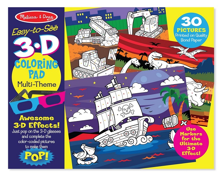 (Age 4 - 7) แผ่นภาพระบายสี ขนาดใหญ่ ภาพสามมิติ 3D Marker Coloring Pad - Boy (Melissa & Doug) รูปที่ 1