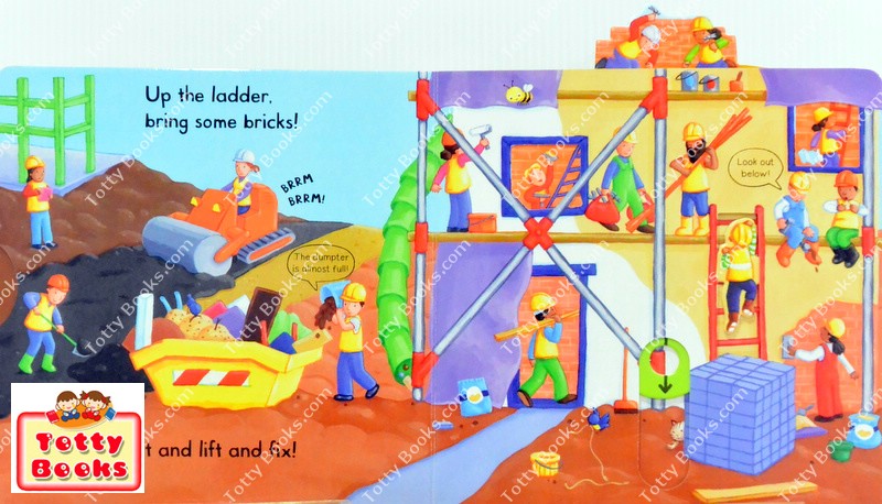 (Age Newborn - 4) หนังสือบอร์ดบุ๊ก กระดาษหนา ภาพขยับได้ (ฝึกทักษะการใช้นิ้ว) Busy Builder (Push-Pull Slide, Board Book) รูปที่ 2
