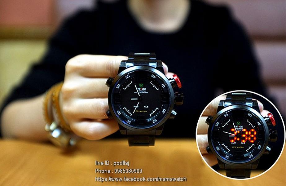 นาฬิกา Weide สองระบบ อนาล็อก และ ดิจิตอล LED ขาว-ซิลเวอร์ รูปที่ 3