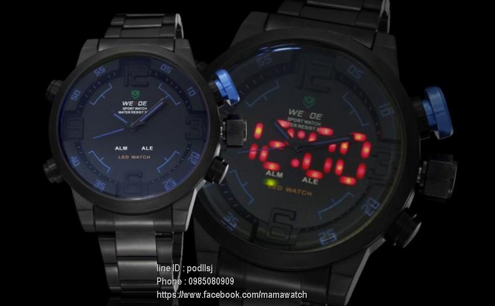 นาฬิกา Weide สองระบบ อนาล็อก และ ดิจิตอล LED ขาว-ซิลเวอร์ รูปที่ 6