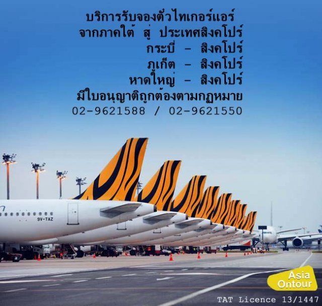 จองตั๋วเครื่องบินไทเกอร์แอร์ Tiger air หาดใหญ่ สิงคโปร์ โดยตัวแทนจำหน่ายอย่างเป็นทางการ โทร02-9621588- รูปที่ 3