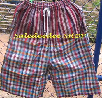 กางเกง สี่ส่วน ผลิตจากผ้าขาวม้า Free size เอวยางยืด  รูปที่ 4