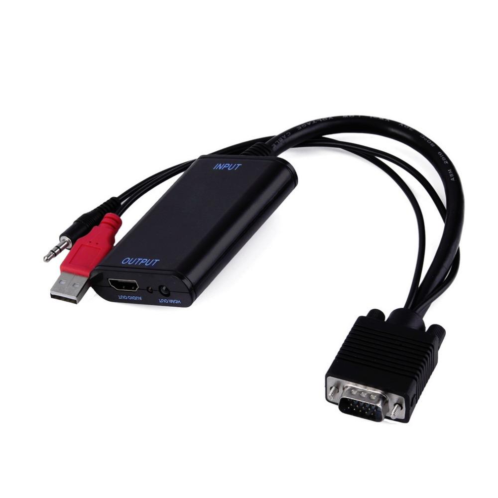 Audio TV AV HDTV Video Cable Converter Adapter+VGA Male To HDMI Output 1080 HD รูปที่ 1