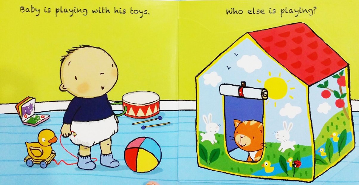 (Age Newborn - 4) หนังสือนิทาน แผ่นเปิดภาพ กระดาษหนาปานกลาง Hello! Hello! (Flap Book) รูปที่ 3