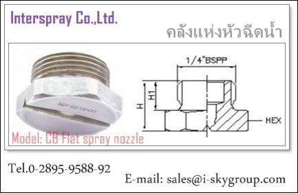 Flat Jet Spray Nozzle รุ่น CB หัวฉีดสเปรย์น้ำ แบบกะทัดรัด สำหรับล้างทำความสะอาด รูปที่ 1