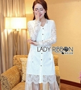 เชิ้ตเดรส ผ้าลูกไม้ สไตล์โมเดิร์นฮิป Lady Ribbon's Made Lady Amanda Modern Hippie Fringed Lace Shirt Dress