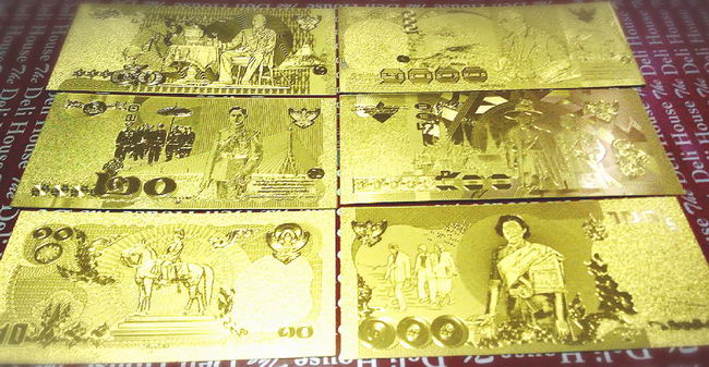 ถูกสุดๆแล้ว ! ธนบัตรที่ระลึกเคลือบทองคำ ครบชุดราคา 6 ใบพร้อมใบรับรอง 6 ใบ  รูปที่ 3