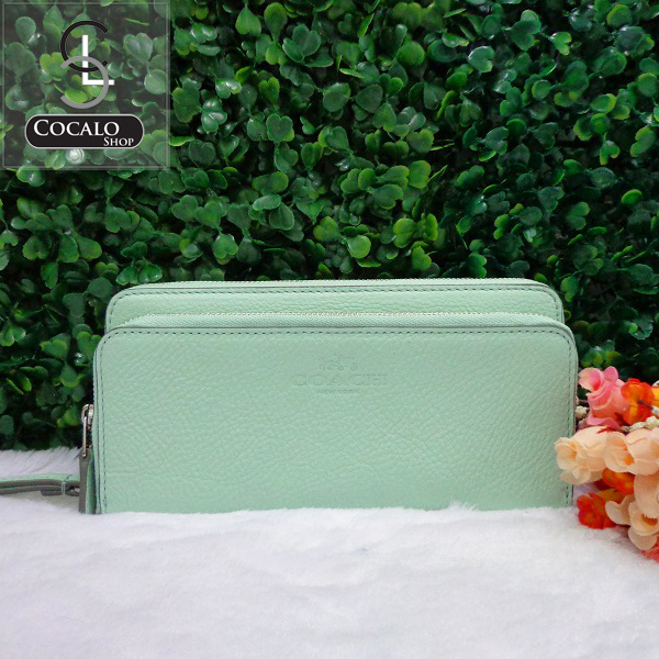 COACH F52718 PEBBLE LEATHER WITH DOUBLE ACCORDIAN ZIP WALLET  รูปที่ 1