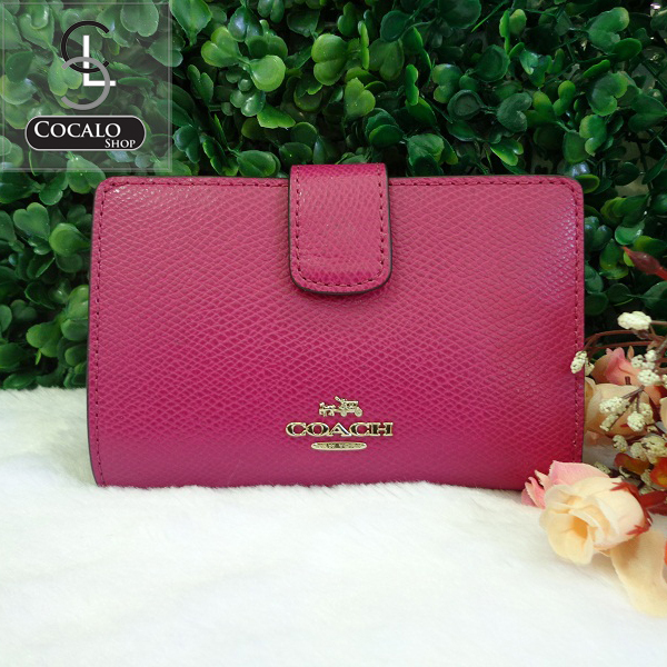 COACH F53436 MEDIUM CORNER ZIP WALLET IN CROSSGRAIN LEATHER รูปที่ 1