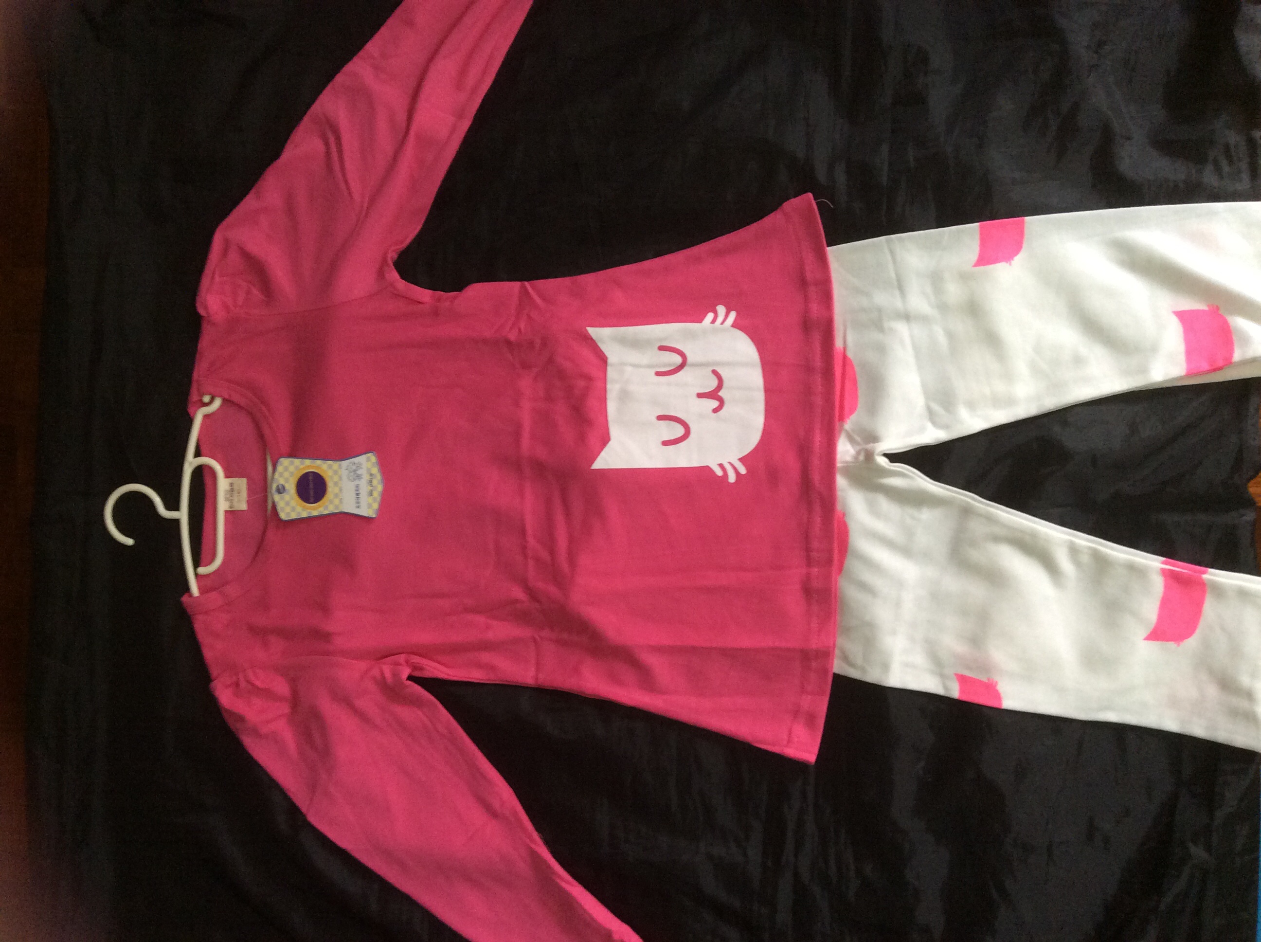 เสื้อ+เลคกิ้งสกรีนหน้าแมว สีชมพู รูปที่ 2