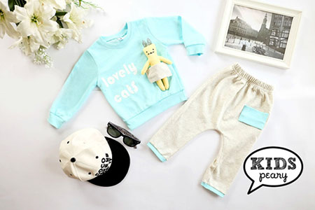 ชุดวอร์มของคุณหนู สีฟ้า นำเข้าจากเกาหลี เกรดดีมาก รูปที่ 4