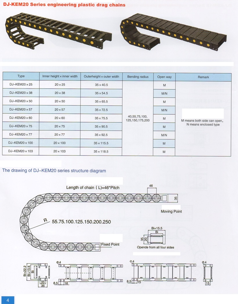 DJ PLASTIC CABLE DRAG CHAIN รางกระดูกงูร้อยสายไฟพลาสติก รูปที่ 1