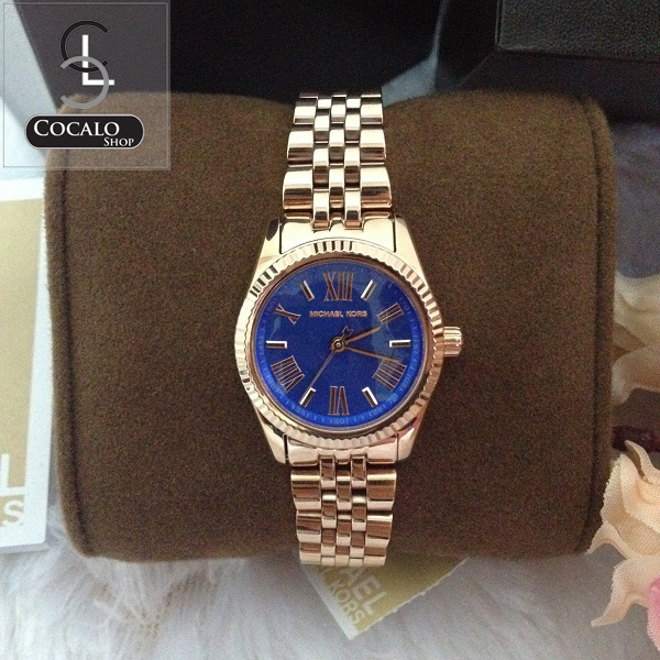 Michael Kors MK3272 Women's Lexington Petite Rose Golden Blue Dial Watch รูปที่ 1