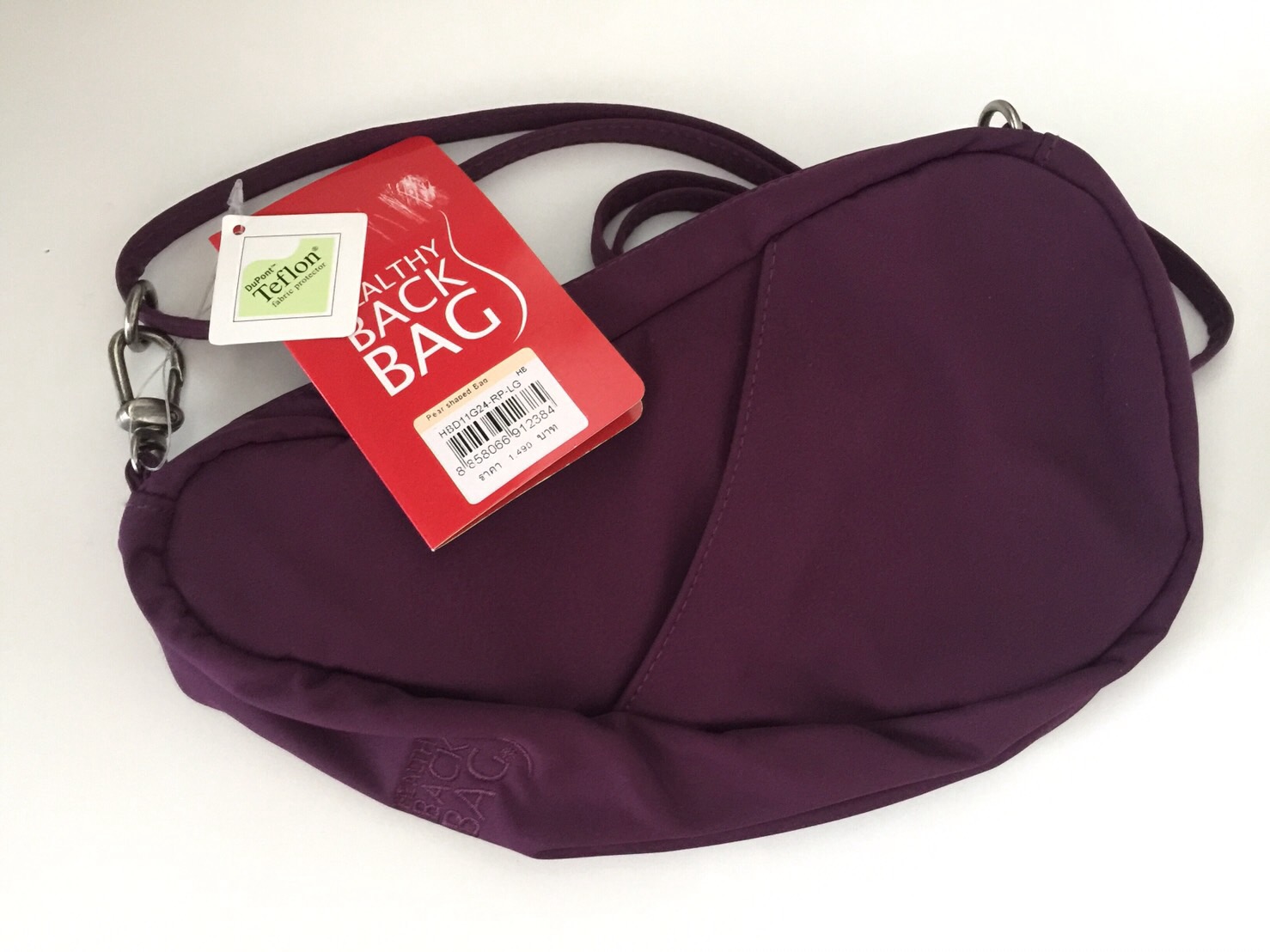กระเป๋าสะพาย ยี่ห้อ back bag ของแท้ สีเปลือกมังคุด และสีม่วงอ่อนอมเทา ใหม่เอี่ยม รูปที่ 4