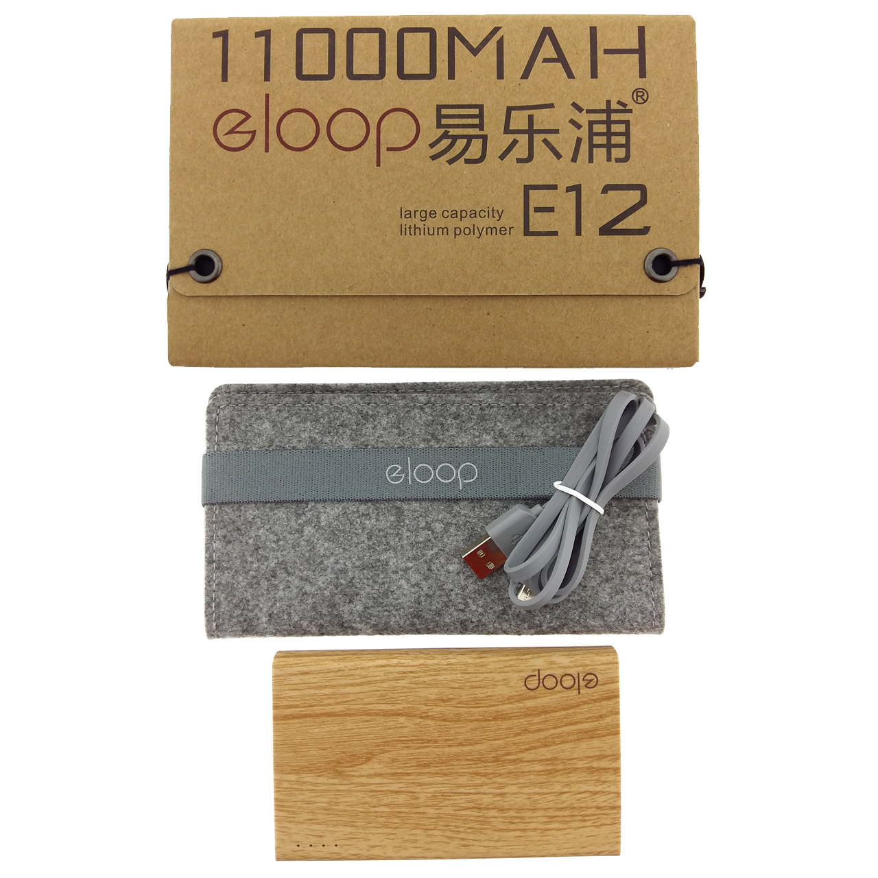 พาวเวอร์แบงค์ Eloop E12 ลายไม้ รูปที่ 3