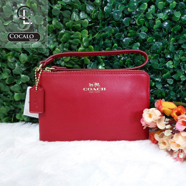 COACH F66449 CORNER ZIP WRISTLET IN CALF LEATHER รูปที่ 1